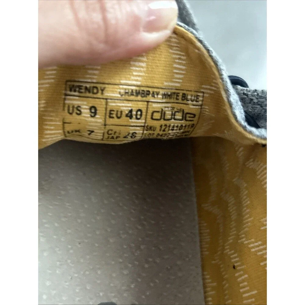 Hey Dude Wendy  Chambray White/Blue Size 9 Used No Box